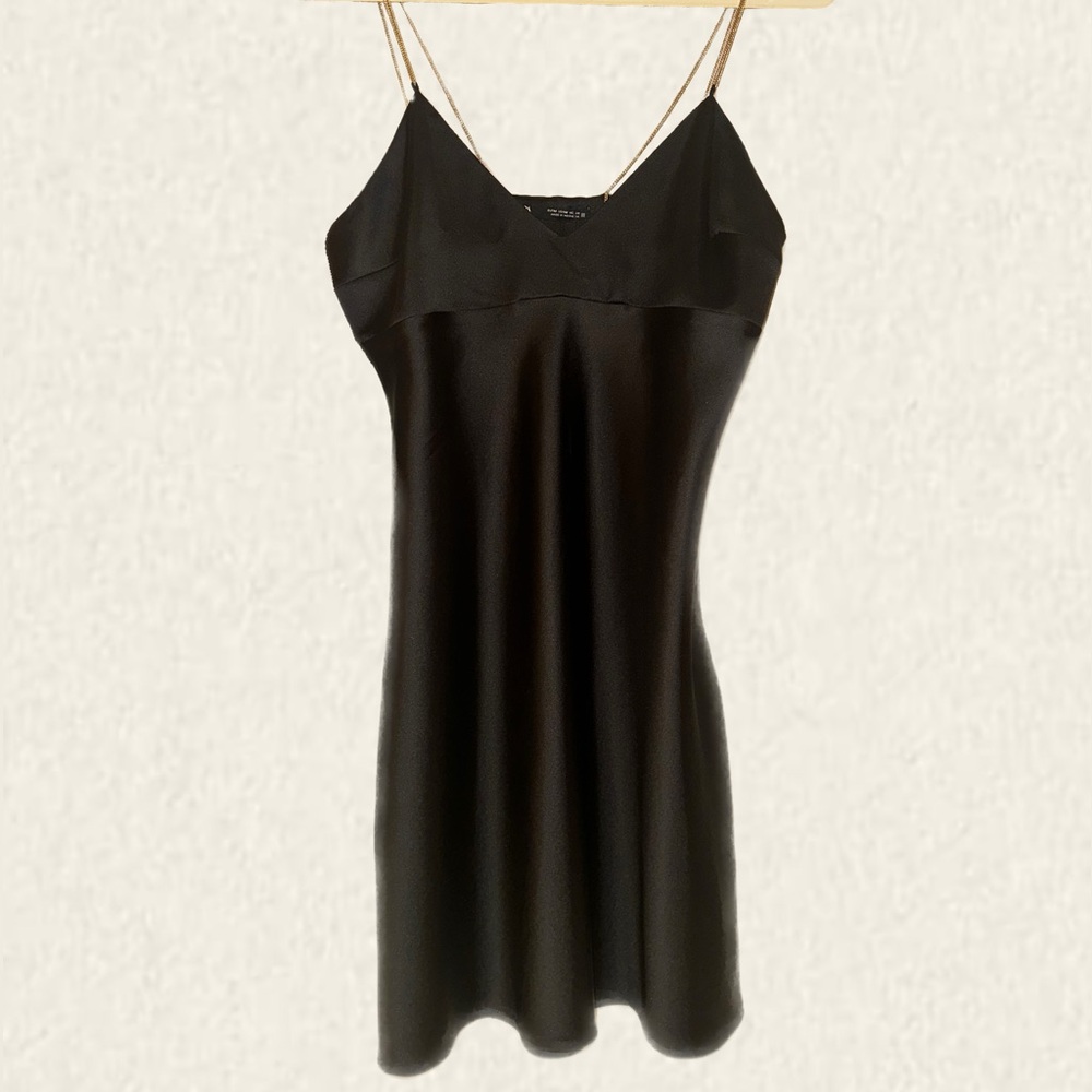 Zara Black Satin Mini Dress
